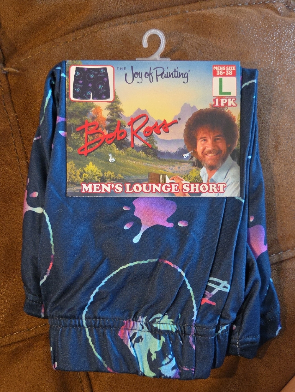 Bob Ross Men’s Lounge Shorts - Navy with Multicolor Paint Splatter